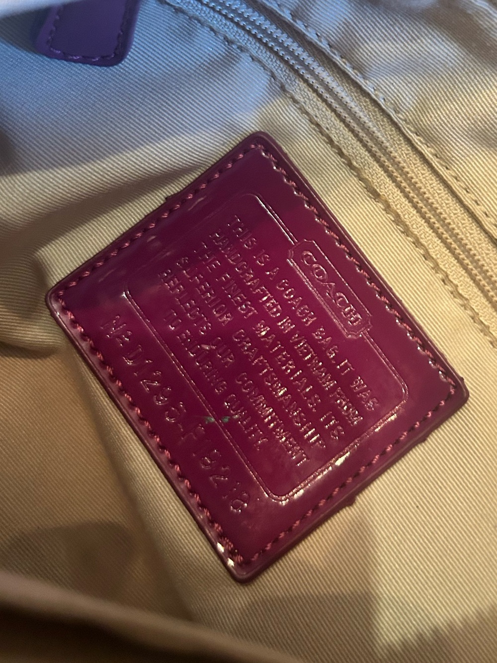 Coach Vintage Signature Canvas Shoulder Bag with Magenta Accents - Picture 14 of 16